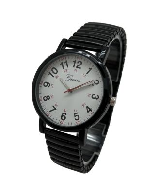 Black Bold Numbers and Casual Stretch Band Women Watch