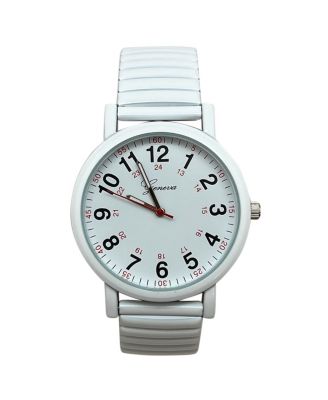 White Bold Numbers and Casual Stretch Band Women Watch