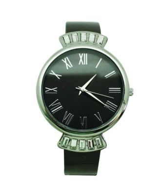 Silver Olivia Pratt Elegant Emerald Rhinestone Solid Metal Bangle Watch