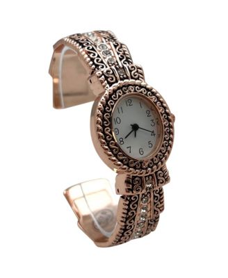 Rose Gold New Elegant Textured Bangle Women Watch