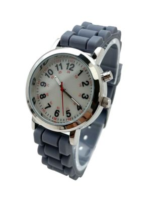 Gray Luminous Dial Easy Read Medical Professionals Silicone Band Women Watch