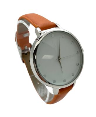 Solid Vibrant Color Everyday Faux Leather Women Watch, Orange