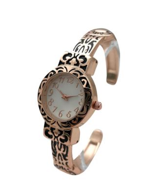 Metallic and Detailed Round Face Bangle Women Watch