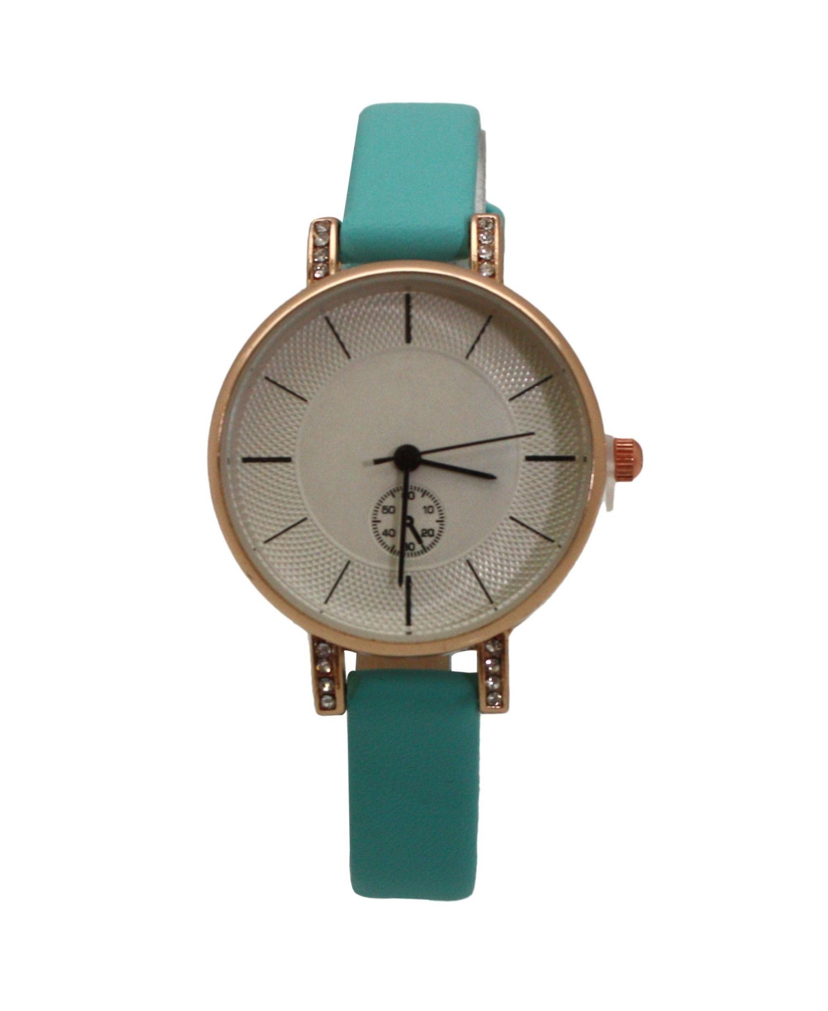 Olivia Pratt Blue Faux Leather Solid Color Round Face Women Watch