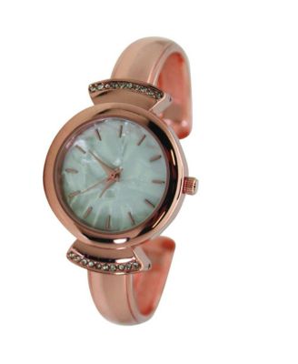Rose Gold Pearl Tone Face Metal Bangle Watch
