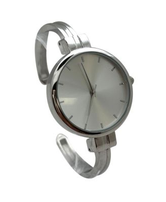 Silver Big Face Minimalist Bezel Bangle Women Watch