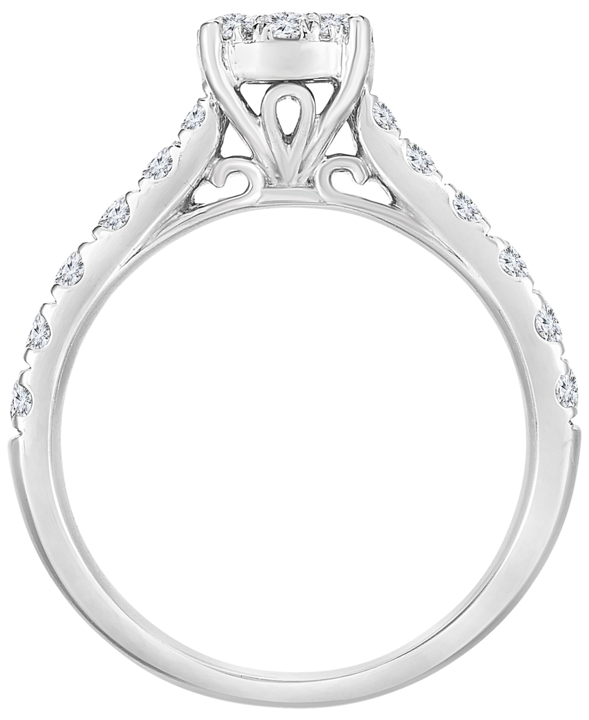 Macy's Solitaire Diamond Halo Plus Engagement Ring (1 Ct. T.w.) In 14k White Gold In Metallic