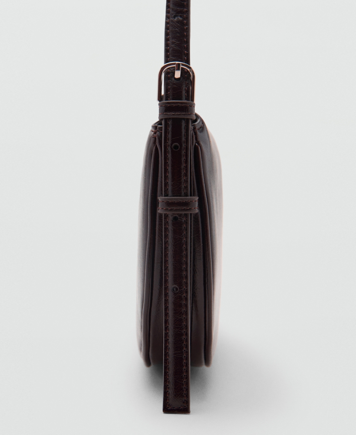 Mango Oval Flap Faux Leather Crossbody Bag In Brown