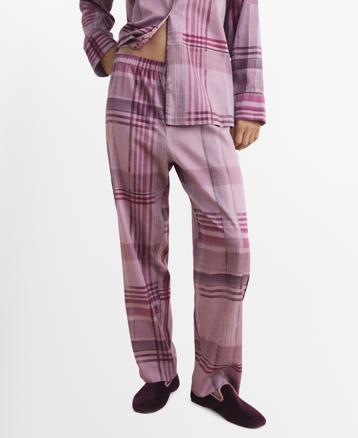 Mango Print Pajama Pants In Purple