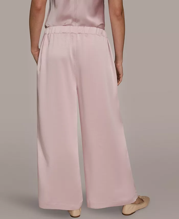 Women's Pull-On Satin Mid Rise Wide Leg Pants - thumbnail 3