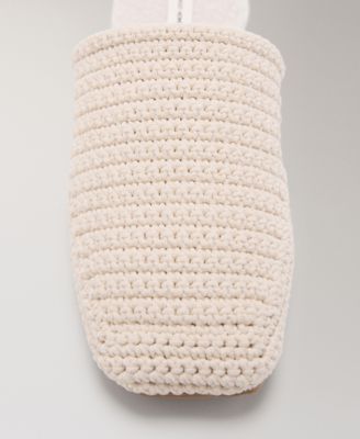 Women's Sherpa Lined Crochet Mule Slippers