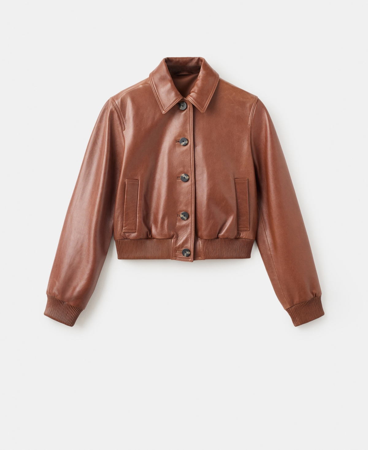 Mango Women's Leather Bomber Jacket In Brown