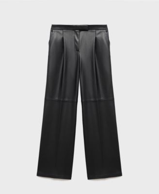 Women's Leather-Effect Wide Leg Pants