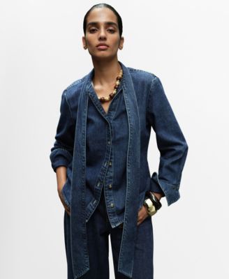 MANGO - Women's Bow Detail Denim Shirt