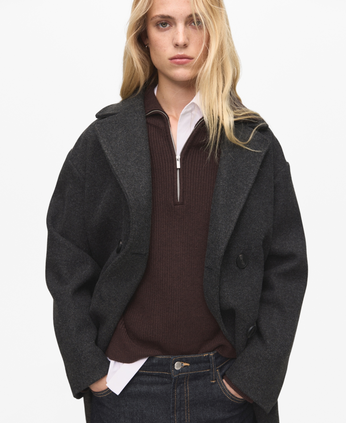 Mango Women's Double-breasted Midi Coat In Multi