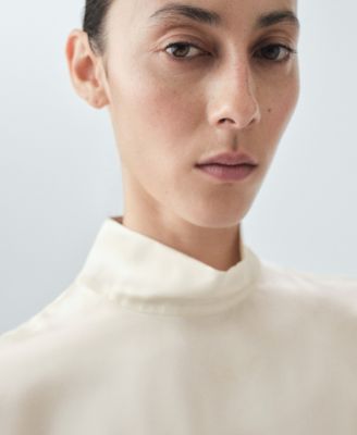 Women's Silk Satin Turtleneck Blouse