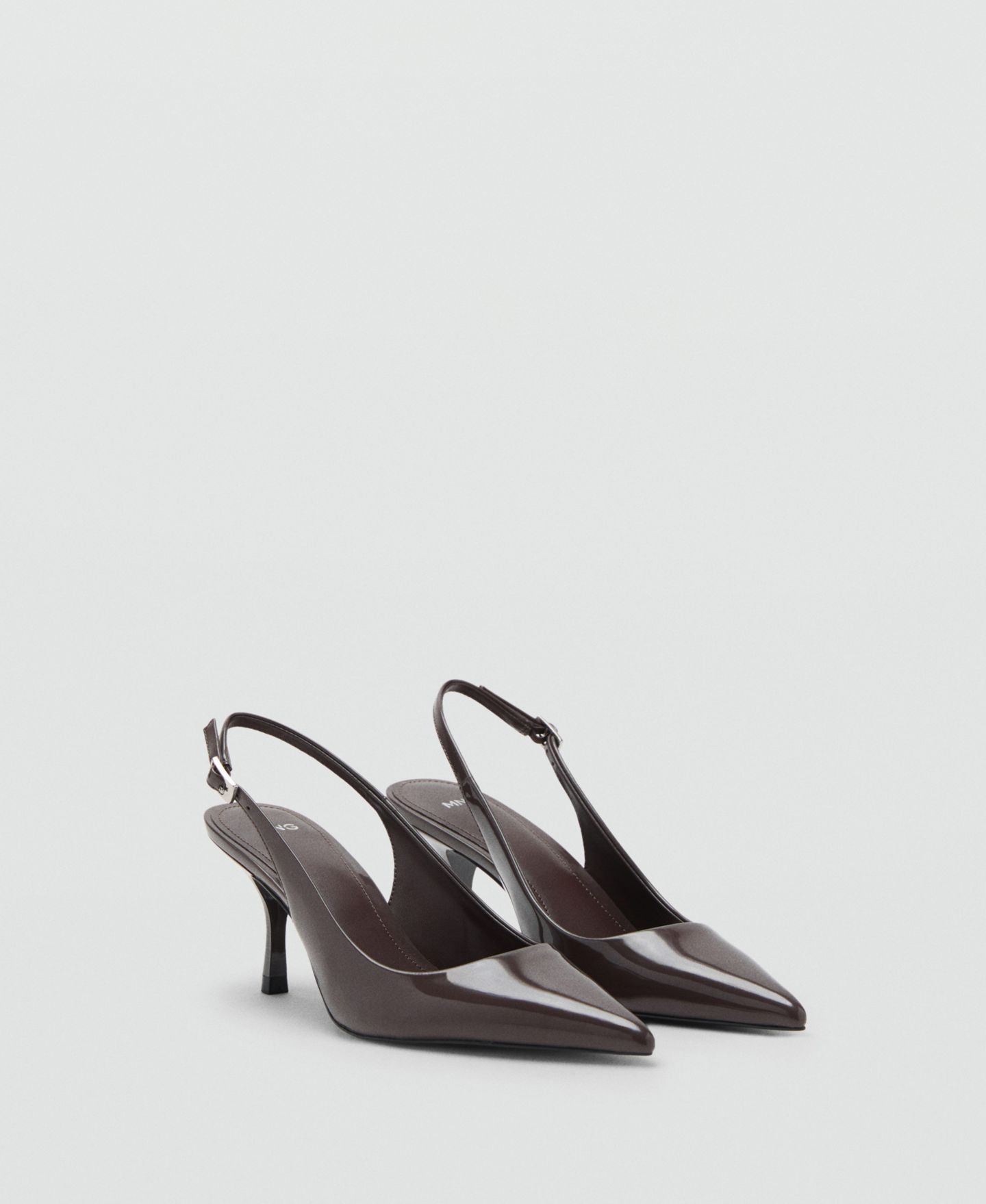 Женские туфли Mango Patent Leather Effect Pointed, цвет: Светлый меланжевый серый — фото 1