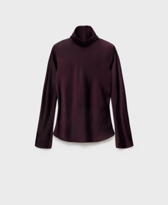 Women's High Collar Satin Blouse