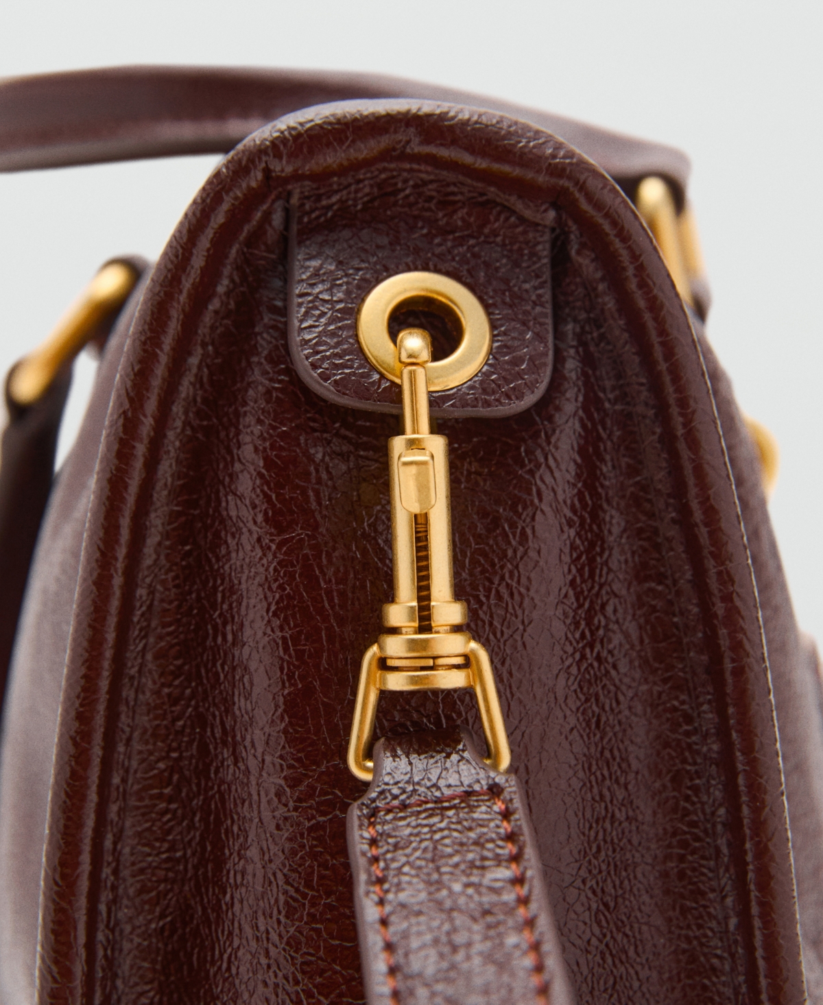 Mango Faux Leather Satchel In Brown