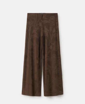 Women's Jacquard Floral-Print Straight Pants