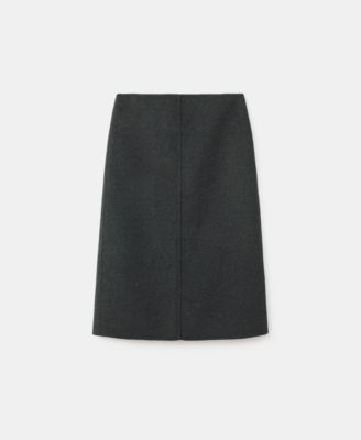 MANGO - Women's Wool Slit Midi-Skirt