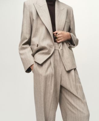 Women's Pinstripe Wool Suit Pants
