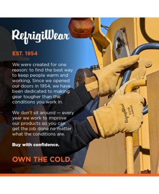 Men's Heavy-Duty 3-Finger Mitt with Double Cuff - Insulated Leather Gloves for Extreme Cold Protection