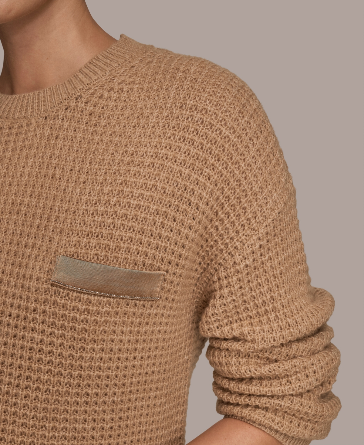 Donna Karan Weekend Women's Long Sleeve Waffle Stitch Sweater