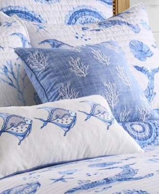 Batik Ocean Embroidered Decorative Pillow, 18" x 18"