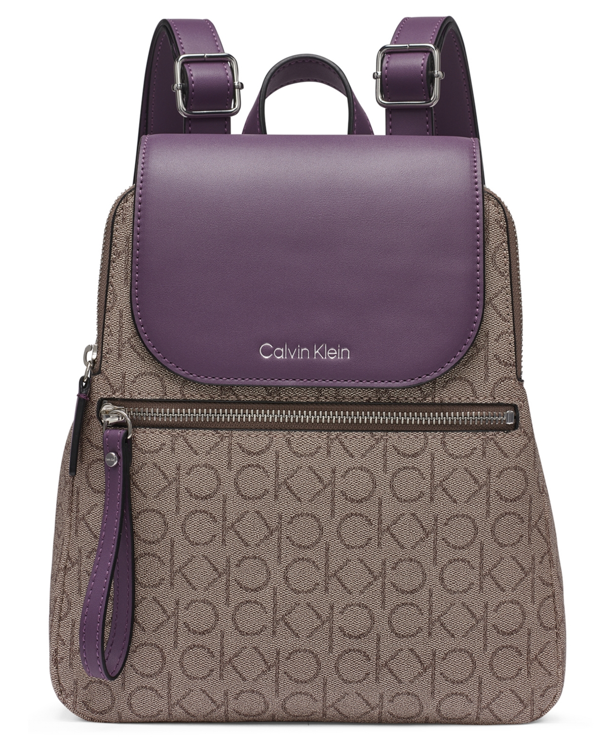 Calvin Klein Garnet Signature Triple Compartment Backpack In Animal Print