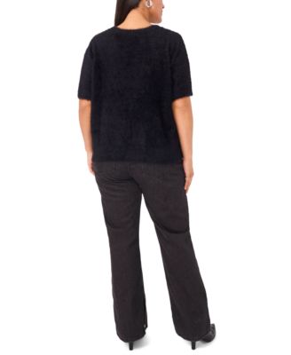 Plus Size Short-Sleeve Crewneck Sweater