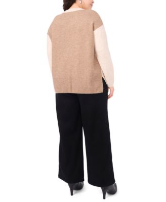 Plus Size V-Neck High Low Hem Sweater