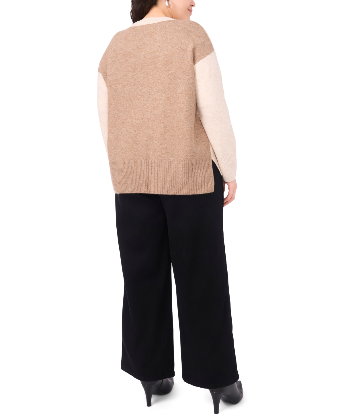 Vince Camuto Plus Size V-neck High Low Hem Sweater In Animal Print