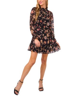 CeCe - Women's Long Sleeve Tie Waist Mini Dress