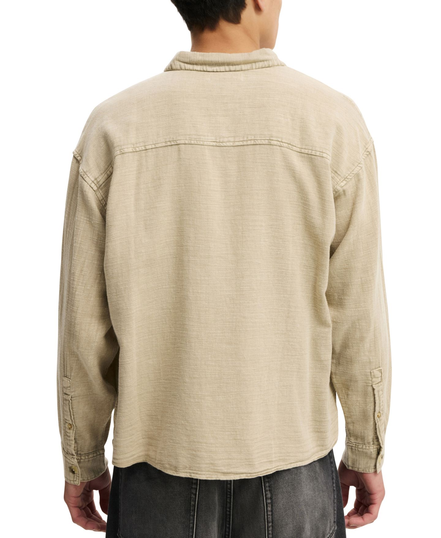 Мужская рубашка Cotton On Washed Long-Sleeve, цвет: Тёмно-синий — фото 7