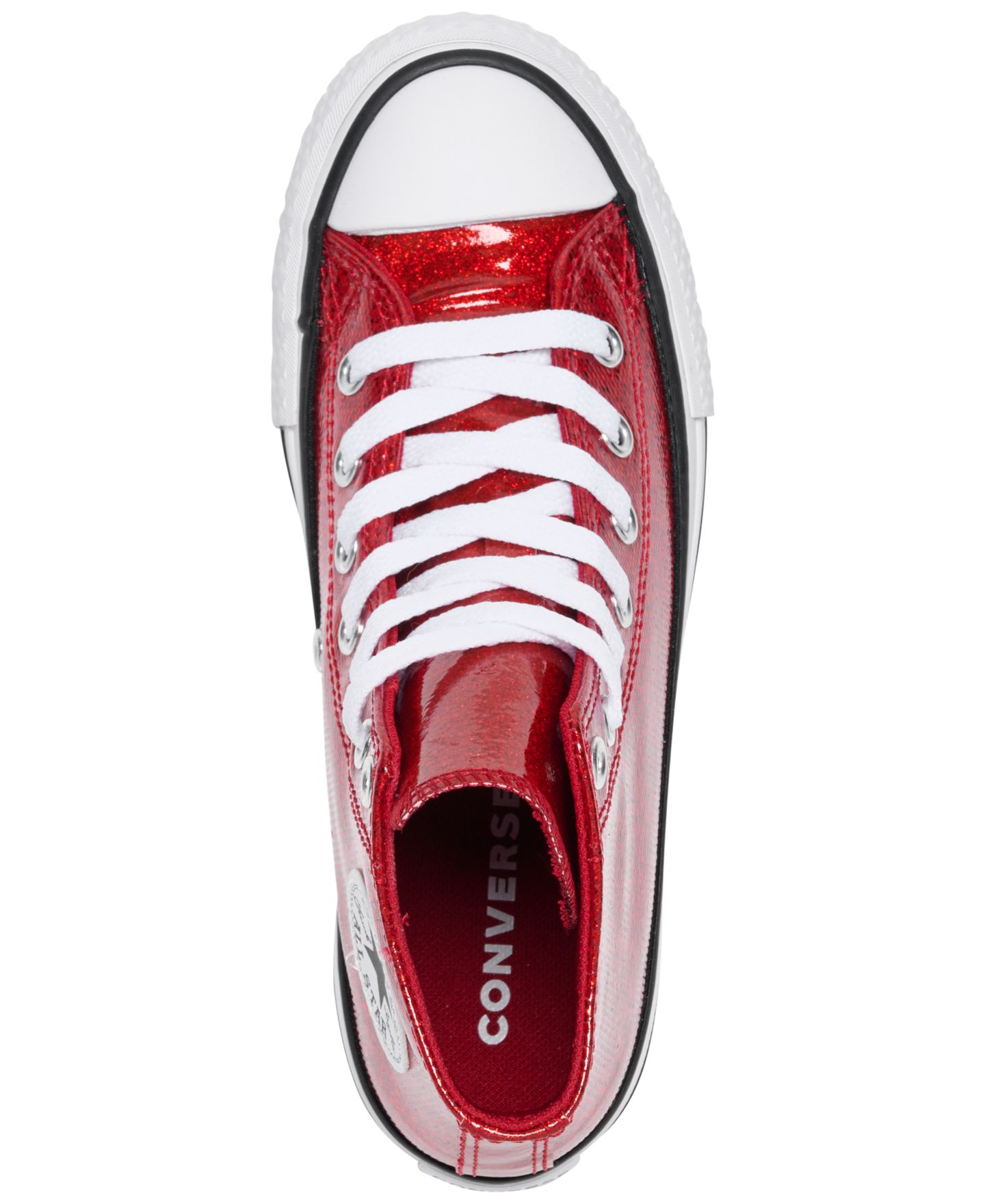 Кроссовки Converse Chuck Taylor All Star Glitter Lift Platform Casual Sneakers from Finish Line для девочек, цвет: Красный / Белый — фото 5