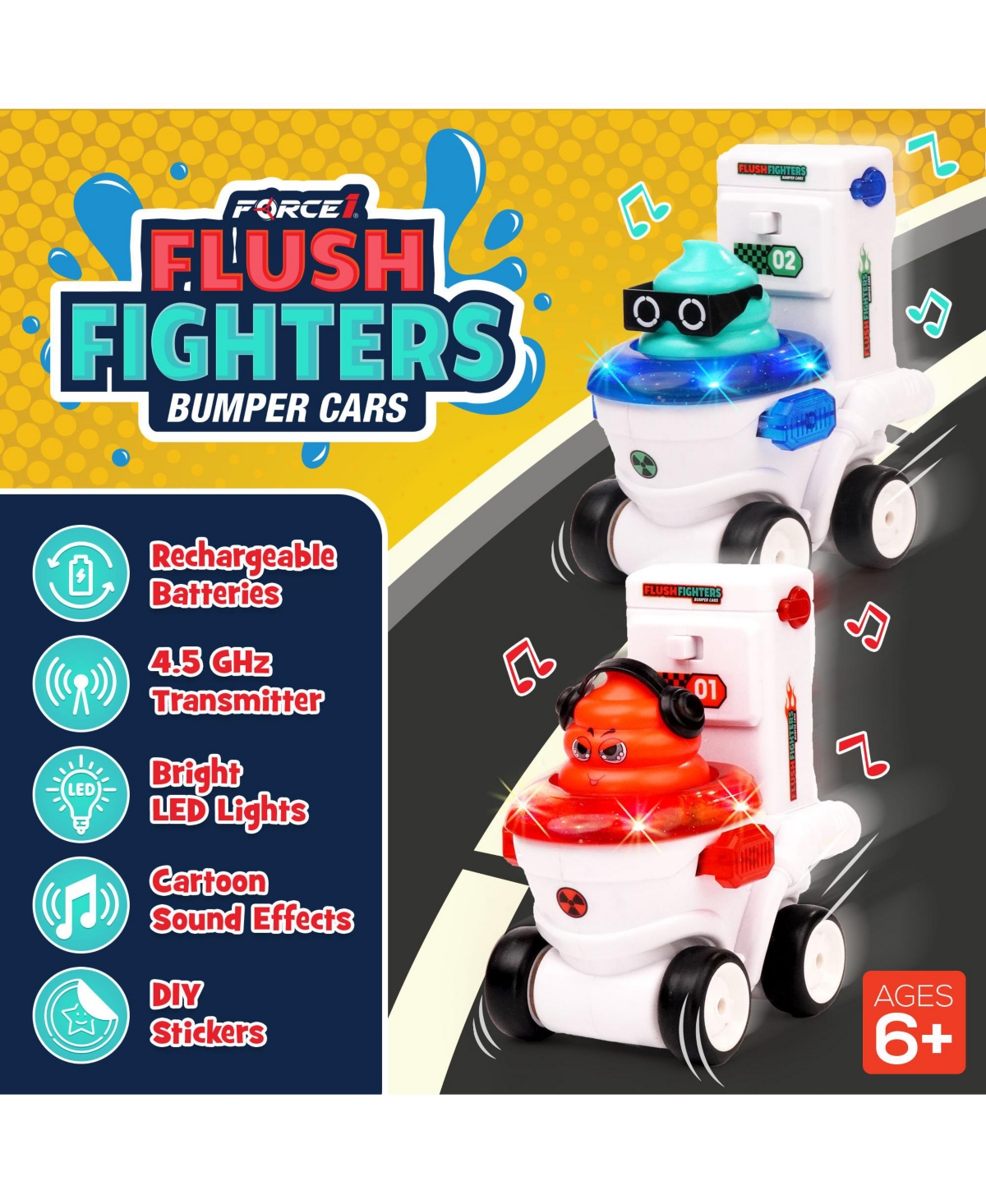 Force1 Flush Fighters Bumper Cars 2pk