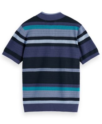 Men's Knitted Striped Regular-Fit Polo Shirt