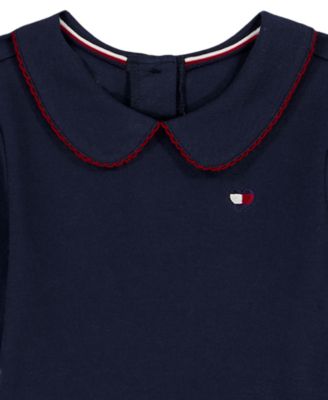 Girls 4-6X Peter Pan Collar Plaid Detail Dress