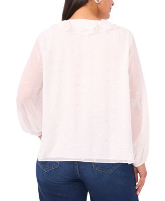 Plus Size Ruffle Front Long Sleeve Top