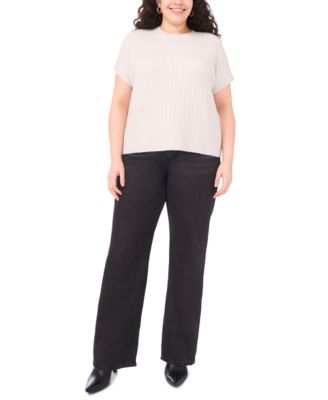 Plus Size Sequined Short Sleeve Top