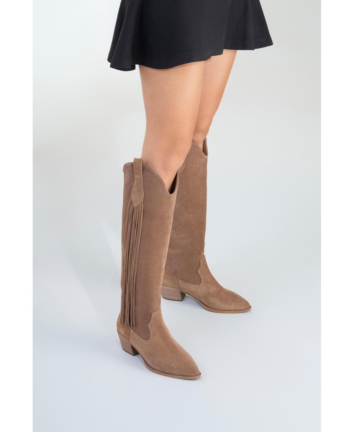 Forever & Always Shoes Rios Leather Fringe Knee High Boot (Women)