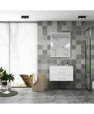 Streamdale 32" White Gloss Wall-Mount Vanity, Ceramic Sink & Soft-Close