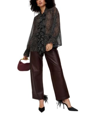 Women's Zendaya Ruffle Detail Zebra Print Shirt