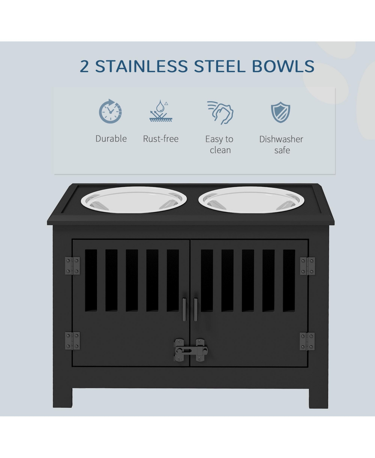 PawHut Dog Food Storage Cabinet with Bowls & Feeding Station,