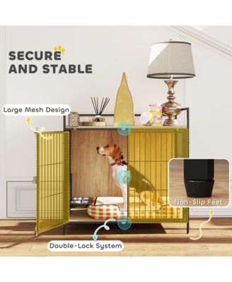 Dog Crate Furniture 30 in Dog Kennel Table with Rotatable Bowls,