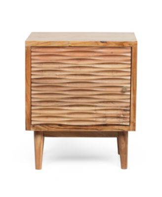 1-Piece, Mango Wood, Hand-Carved Detail, Boho Style, Nightstand