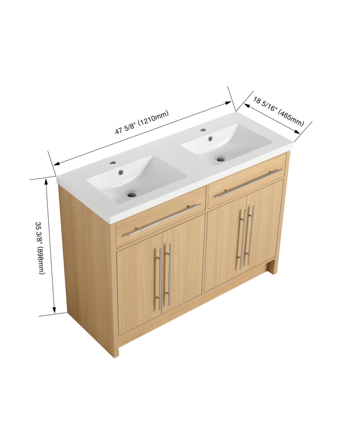 Streamdale Furniture Bathroom Vanity with Resin Sink and Soft-Close Doors