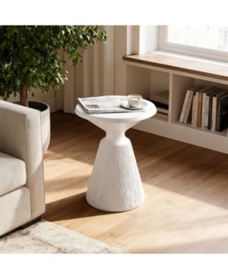 Streamdale Cement Outdoor End Table - Modern Round Side Table