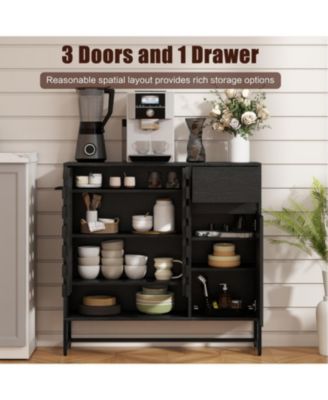 Black Woven Door Accent Cabinet - Kitchen/Living/Dining
